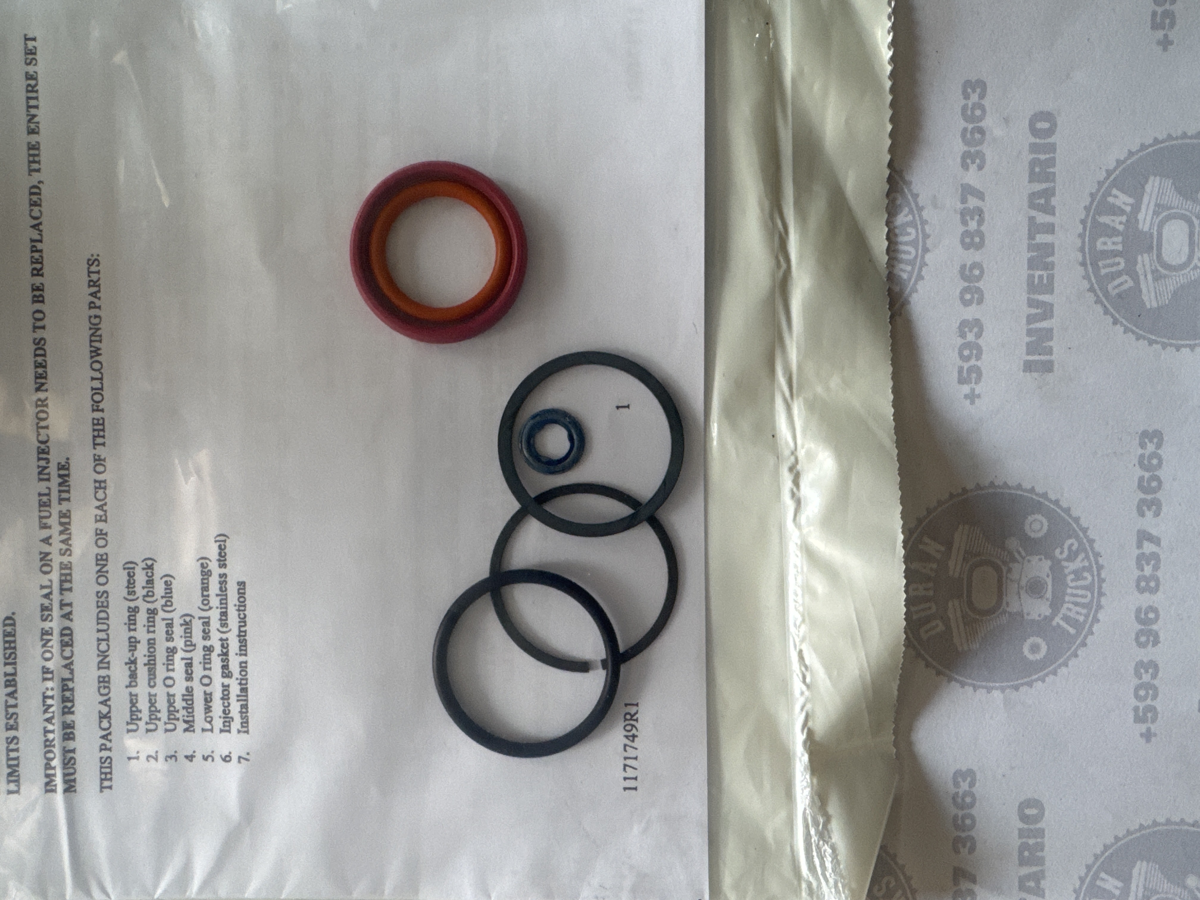 KIT DE SELLOS PARA 1 INYECTOR INTERNATIONAL DT466E DT530E 4700 7400 4400